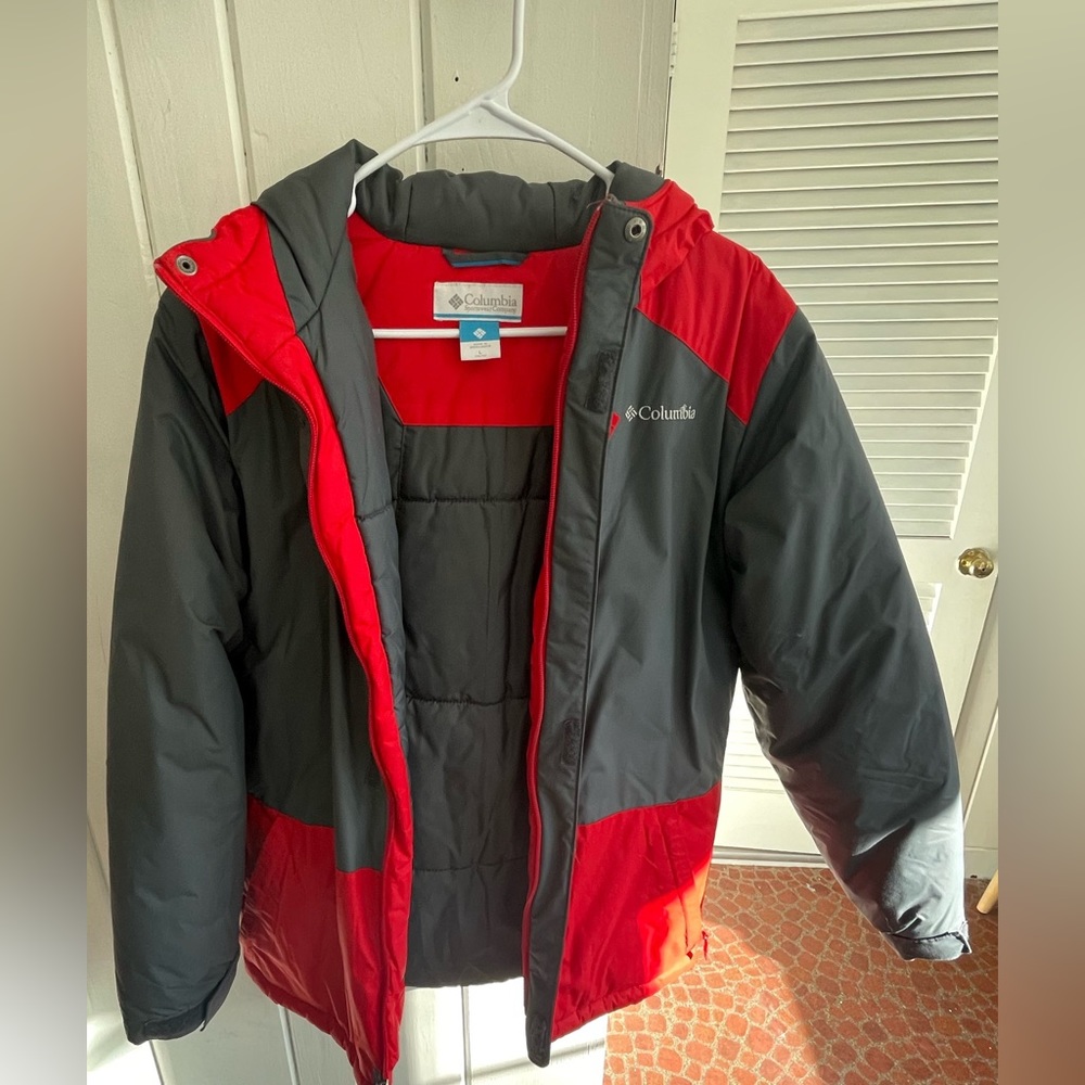 Columbia ski jacket Charcoal gray/red Kids size L